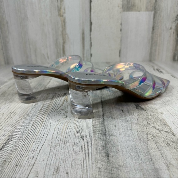 New Abound Nordstrom Ethan Clear Heel Strappy Iridescent Slide Sandal #504 - Picture 4 of 9